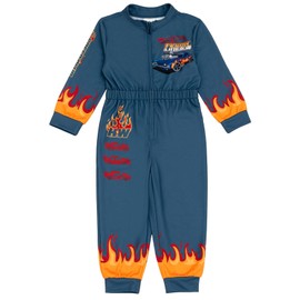 Hot Wheels Toddler Boys French Terry Racing Zip Up Coverall Gray 2T