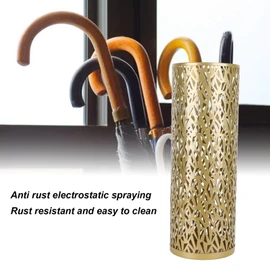 Metal Round Umbrella Stand, Hollow Design, Premium Craftsmanship, Compact Design, Multifunctional Utility, for Entryway, Home Office, Hotel (Small)