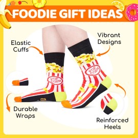 HAPPYPOP Cute Fuzzy Socks - Popcorn Gifts for Women, Funny Popcorn Socks for Teen Girls, Stocking Stuffers