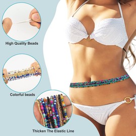 Waist Beads For Women 8pcs African Waist Beads Colorful Elastic Belly Chains Summer Belly Chain Jewelry For Women