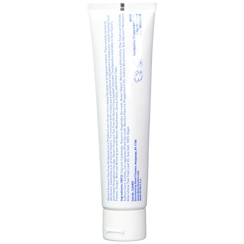 Desert Essence Toothpaste, Tea Tree, Mint, 6.25 oz.
