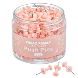 FUDAO FAMILY 300pcs Push Pins for Bulletin Board, Thumb Tacks for Wall Corkboard, Map Pins - Home Office School Craft Projects Plastic Head Steel Push Pin (Pink)