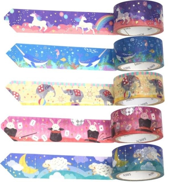 Generic SAIEN Washi Masking Tape Set - 5 Rolls, Original