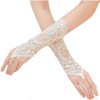 Cubahop Wedding Lace Crystal Gloves White Long Fingerless Gloves Handmade