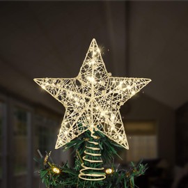 Toyvian Christmas Tree Topper Star,12 Inch Christmas Decorations Lighted Wire Xmas Tree Star for Christmas Tree Ornament (gold)