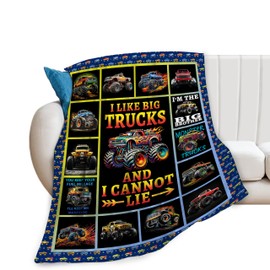 Truck Blanket Trucks Throw Blanket Truck Car Lover Gift for Boys Kids Room Decor Soft Warm Fleece Flannel Plush Blankets for Couch Sofa Bed 40"X50"