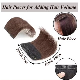 Invisible Clip In Hair Pieces Seamless Synthetic Fluffy Hair Pads Extension Adds Volume Thinning Areas for Women Girls (Light Brown, 4INCH/10CM)