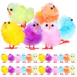 LIOOBO Mini Easter Chicks: 36Pcs 1.50 inches High Mini Chicks, Small Chick Easter Decoration, Colorful Baby Chicks, Miniature Fluffy Chicks