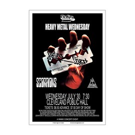 Raw Sugar Art Studio Judas Priest/Scorpions/Def Leppard 1980 Cleveland Concert Poster