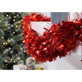 Christmas Concepts® 4m Metre Chunky/Fine Christmas Tinsel - Christmas Decoration Tinsel (RED)
