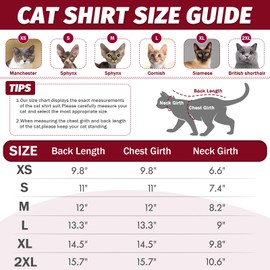 LETSQK Cute Cat T-Shirt, Kitten Clothes, T-Shirts for Sphynx Cats with Long Sleeves, Cat Apparel, Cat Costumes for Cats Only, Sphynx Cat Cloth, Cat Soft Tee Red XL