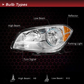 JSBOYAT Headlight Assembly Replacement for 08-12 Chevy Malibu Driver and Passenger Side
