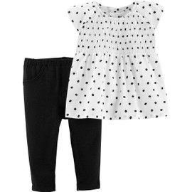 Carter's Baby Girls' 2-Piece Shirt and Legging Set (Polka Dot, 3 Months)
