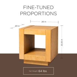 Maven Lane Artemis 2 Tiered Tall Square Contemporary Wooden Side Table with Shelf Storage for Living Room or Small Spaces in Refined Natural Finish