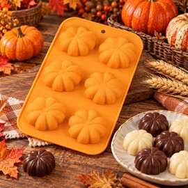 Pumpkin Silicone Mold for Fall Treats – 6-Cavity Tray for Thanksgiving Desserts and Seasonal Drinks