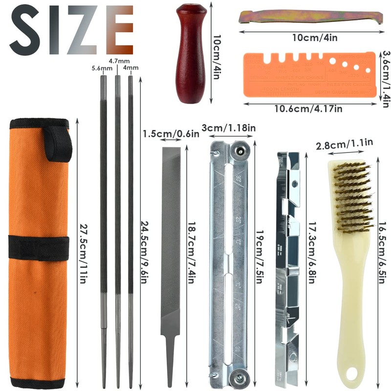 Chainsaw Sharpening Files 4.0/4.8/5.5mm 11PCS Set Saw Chain File Chainsaw