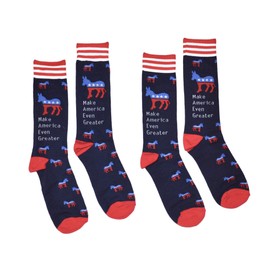 Bop Classy Mens Fun Novelty Crew Socks - 2020 Election (E2N - 2 Pairs Democratic Donkey)