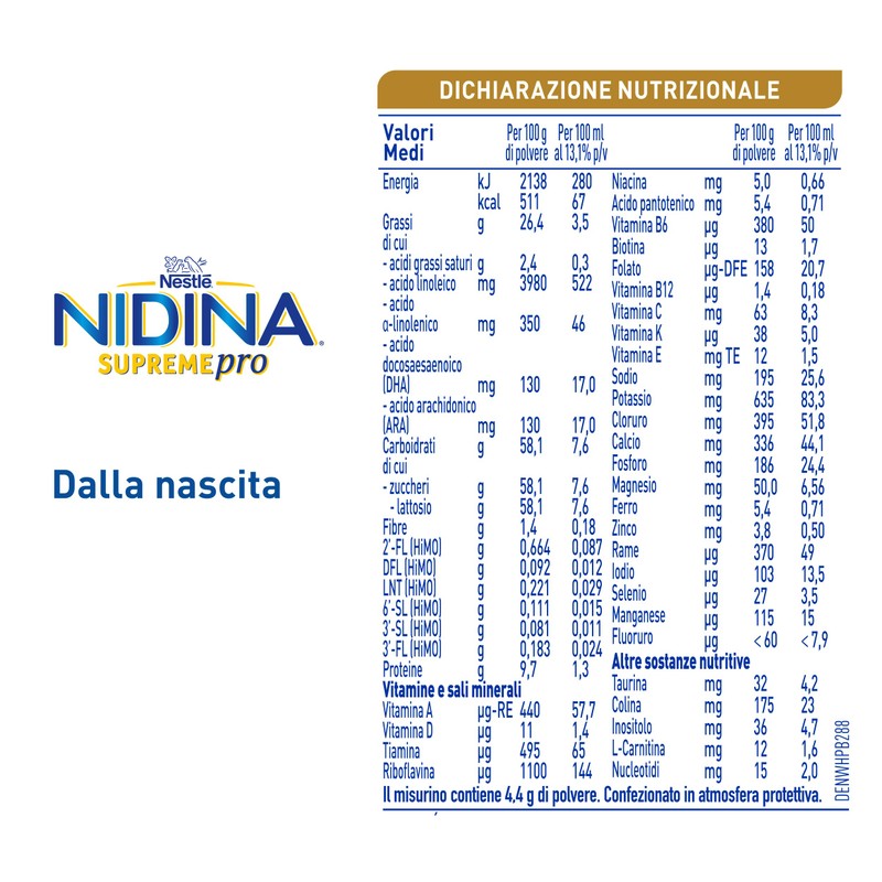 NIDINA SUPREMEpro 1 Latte per Lattanti Polvere dalla nascita, Latta