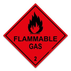 Pack of 2 HazChem Flammable Gas 2 100mm red HSE diamond vinyl safety sticker for car van