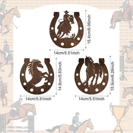 3 Pcs Western Wall Decor Horseshoe Wood Wall Art Decor Cowboy Party Decorations Rustic Horse Shoes Decoration Hanging Western Decor Country Cowboy Decor for Home Bedroom Bathroom