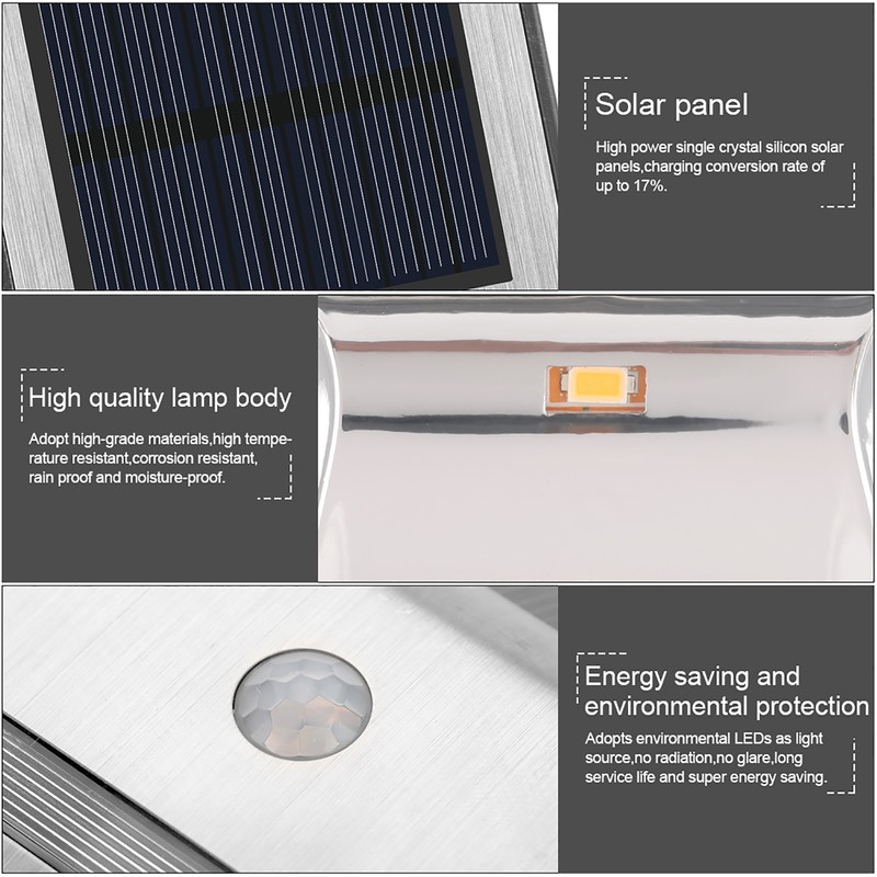 Solar Powered PIR Motion Sensor 2 LED Path Wall Light