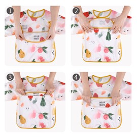 Bebamour Baby Amour Meal Apron, For Children, Vest Type, Baby Food Apron, 3D Pockets, Waterproof, Lightweight, Nursery School (Fruits), fruit