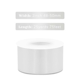 Yamkim Double Faced Polyester White Satin Ribbon 2 Inch 25 Yards Fabric Ribbons for Gift Wrapping Invitations Wedding Flower Bouquet and Sewing