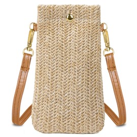Aucuu Straw Bag for Women, Straw Crossbody Bag, Straw Phone Bag, Straw Shoulder Bag with Magnetic Clasp, Summer Beach Bag for Work, Travel, Outdoor, Holiday, Beach, Shopping