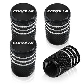 Haoshilianfa Corolla Tire Air Valve Cap for Toyota, Aluminum Corolla Automotive Dress Up Parts, Set of 4, Corrosion Prevention, Good Airtightness, Easy Installation (Black)