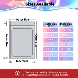 100 Pack Mylar Bags - 3.5 x 4.7 Inch Resealable Smell Proof Bags Foil Pouch Flat Bag with Front Window Purple