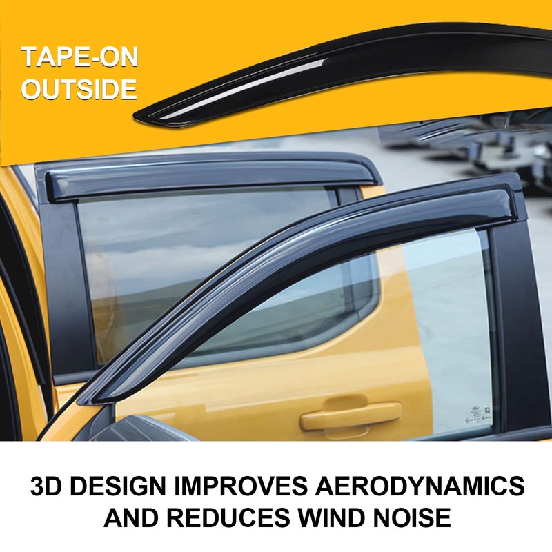Tape-On Rain Guards for Ford Ranger 2024-2025 OEM Style Side