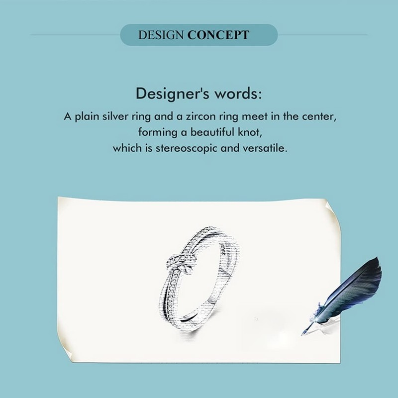 PAHALA 925 Sterling Silver Double Layer Knot Finger Stackable Weeding