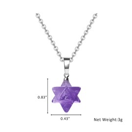 JUNRU Amethyst Crystal Healing Crescent Moon Merkaba Star Amulet Stone Pendant Necklaces Women Girls,2pc Natural Gemstone Chakra Reiki Spiritual Necklaces Jewellery Mothers Day Mum Gifts
