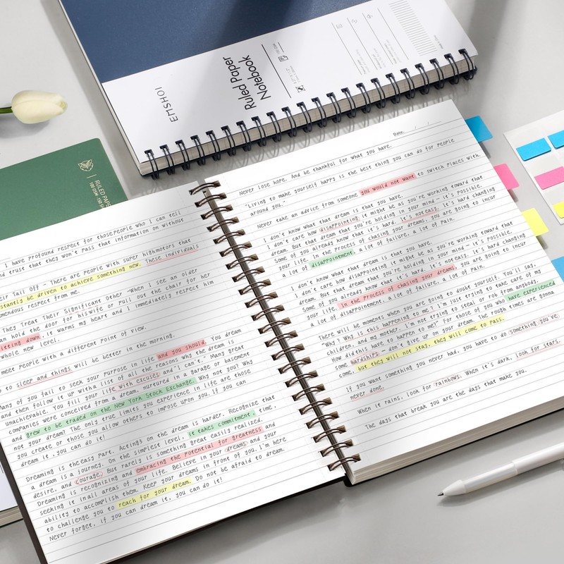 EMSHOI A4 Spiral Notebook College Ruled Lined Journal, 11.2" X