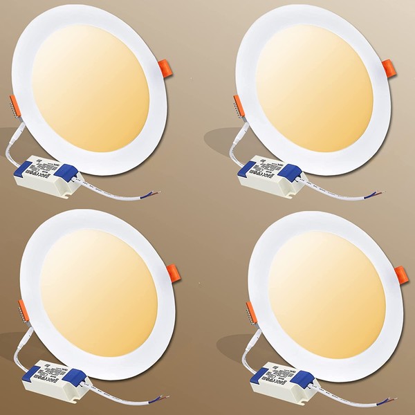 LED Downlight, 0.3 inches (100 mm), 9 W, Recessed LED Recessed Type, AC85-265V, Non-Dimmer, External Power Supply, Construction Required, Lighting Angle 120°, Compatible with Enclosed Fixtures, Mounting Hole φ3.9 inches (100 mm), Bulb Color (Set of 4)