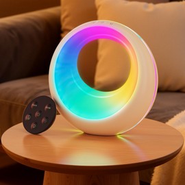 Auxmir USB Rechargeable Bedside Table Lamp, Dimmable LED Atmosphere Night Light with 7 Colors, 9 RGB Colorful Modes, Remote Control, Ambient Mood Lamp for Bedroom, Living Room, Camping