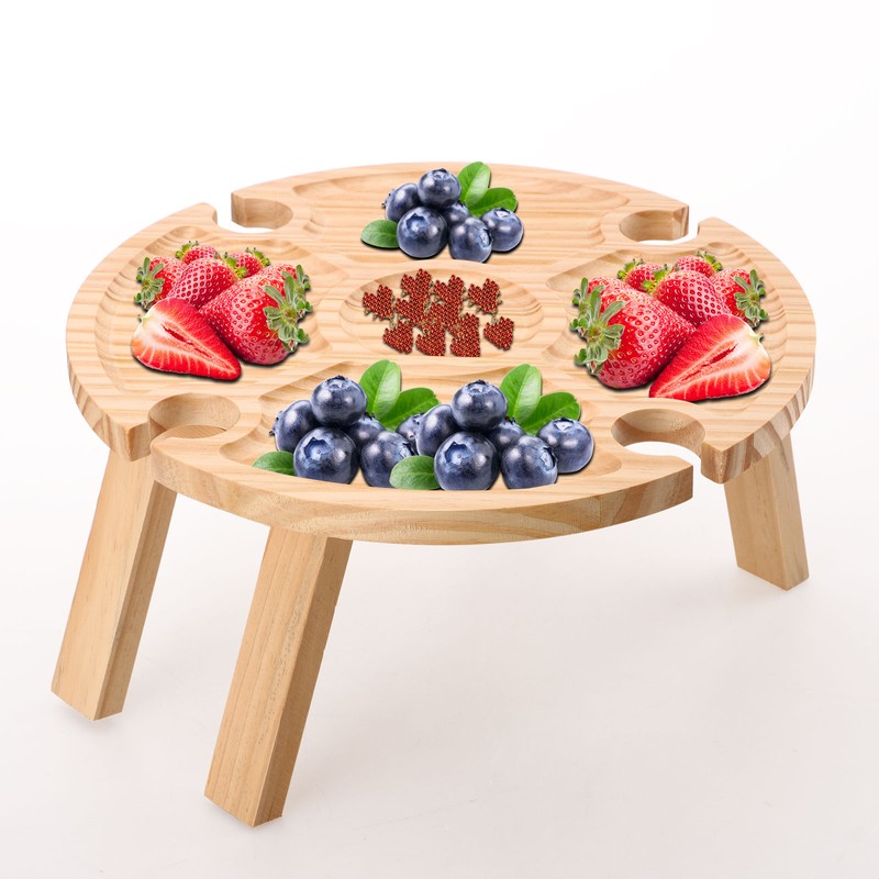 Outdoor Wine Table Portable Folding Wine Table Wooden Wine Glasses
