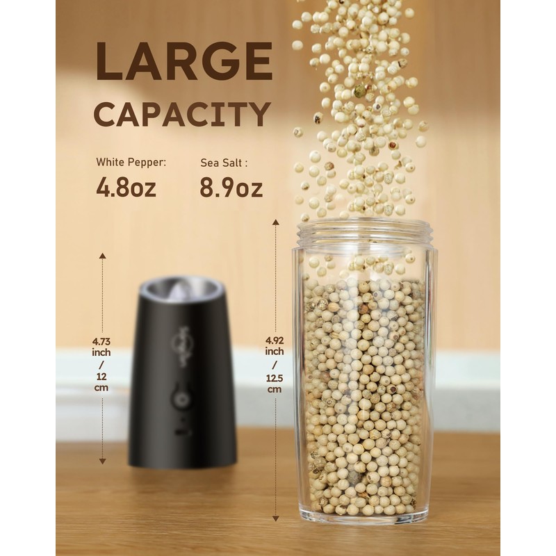 Sangcon Gravity Electric Salt and Pepper Grinder Set Shakers -