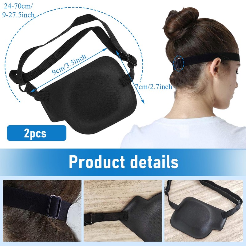 2Pcs Left Eye Patches for Adults,3D Adjustable Eyepatchs for Left
