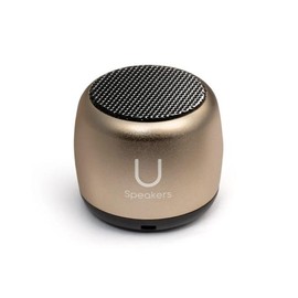 U Micro Speaker | Coin-Sized Portable Wireless Bluetooth 5.0 with Built-in Mic & Remote Shutter | Perfect Little Speaker for Home, Parties, Activities! Tiny Device, Rich Sound - Color: Gold