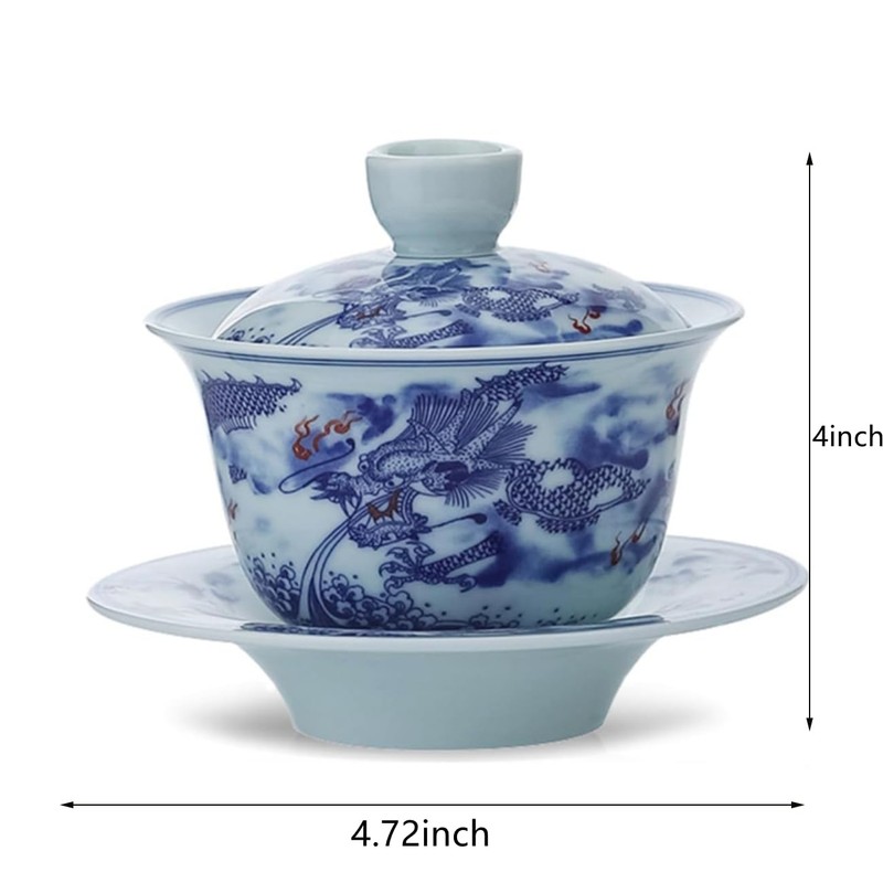 JWCBDY Ceramic Gai Wan Set, Gaiwan Tea Cup With Lid