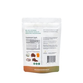 Healing Mushrooms 5 Mushrooms Power Bland, Organic Extract Powder, with Lions Mane, Reishi, Cordyceps, Turkey Tail and Chaga - 100 Gram