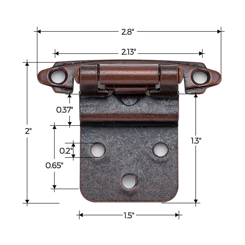 Ravinte 50 Packs (25 Pairs) 3/8'' Inset Antique Copper Cabinet