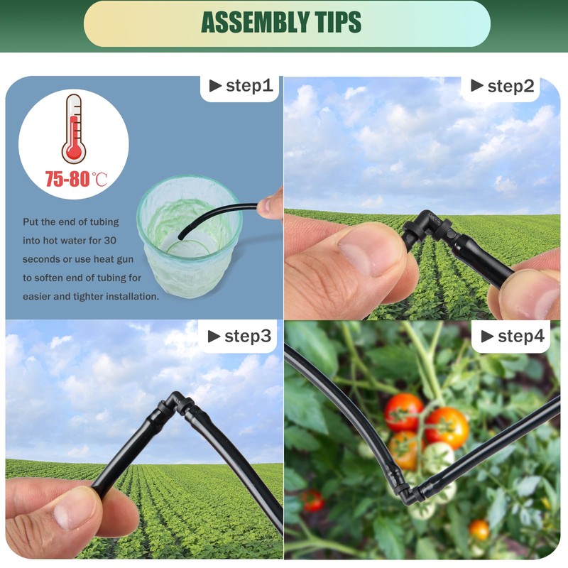 300Pcs Drip Irrigation Fittings Kit for 1/4" Tubing, Drip Line