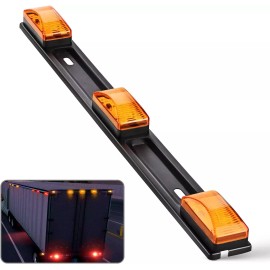 Nilight 9 LED Marker Tail Trailer Light Bar 14.2Inch 1PC Amber 2 Years Warranty