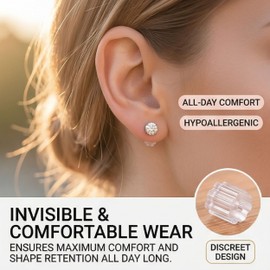 500PCS Clear Silicone Earring Backs Replacements, Soft Rubber Safety Earring Stoppers for Studs Fishhook Posts, Hypoallergenic Secure Locking Backings for Heavy Earrings, 2 Sizes