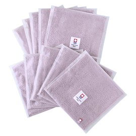 aso Hand Towels, Imabari Towels, Set of 10, Individual Packaging, Medium Thick, 7.9 x 7.9 inches (20 x 20 cm), 100% Cotton, Made in Japan, Towel Handkerchief, Everyone's Towel (Set of 10, Ash Purple)