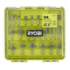 RYOBI 24-Piece Router Bit Set, Carbide Tipped, 1/4 Inch Shank,