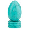 KYEYGWO Green Howlite Turquoise Carved Eggs with Stand, Healing Crystal