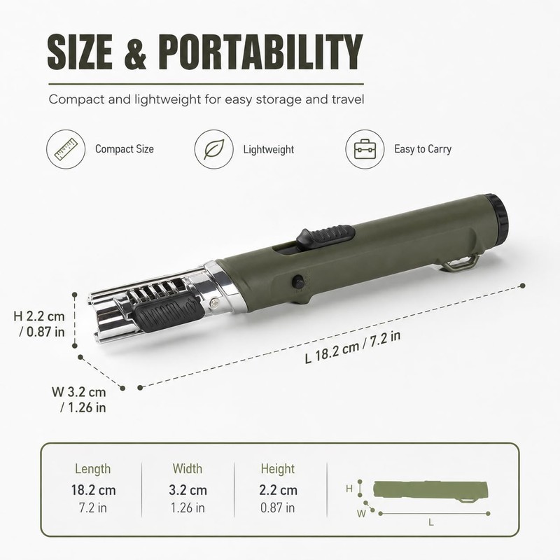 Flexible Neck Torch Lighter, Windproof Jet Flame, Refillable with Safety